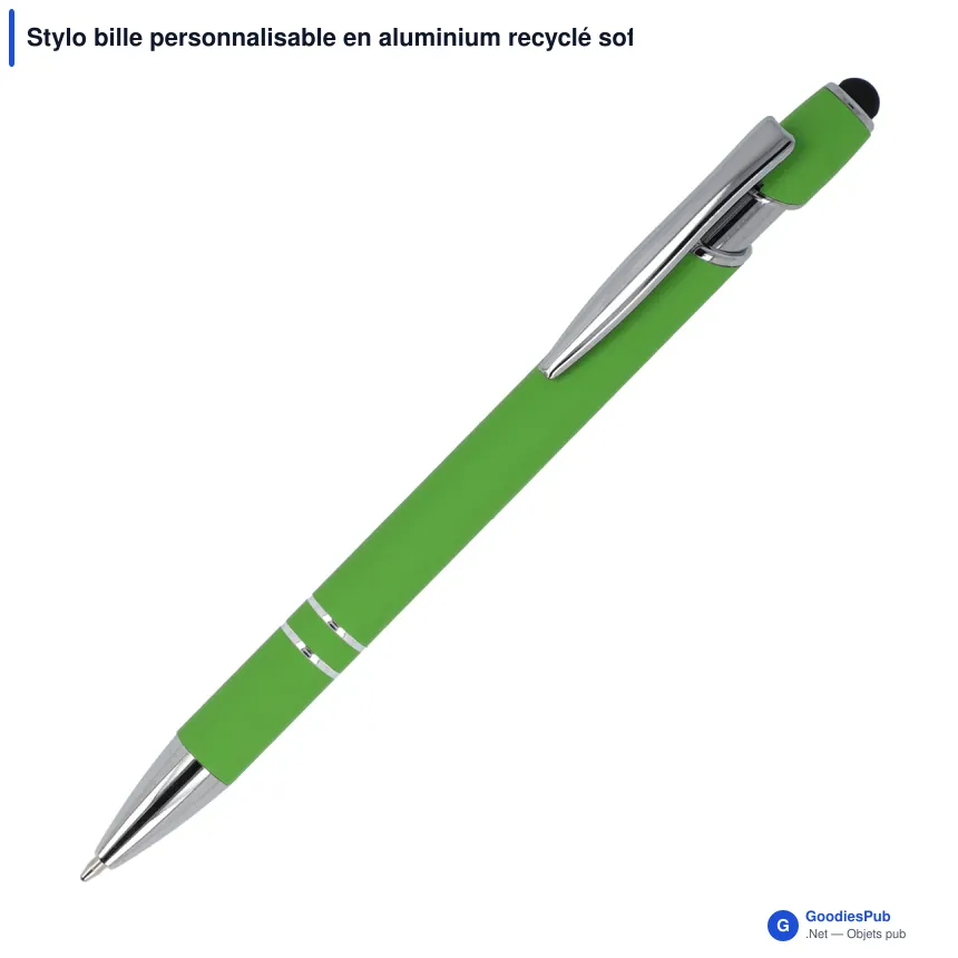 Stylo bille personnalisable en aluminium recyclé soft touch encre noire - Paris - Image 2