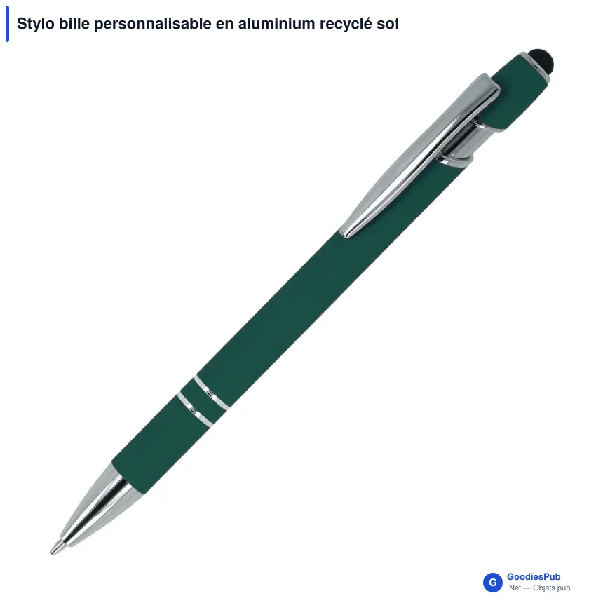 Stylo bille personnalisable en aluminium recyclé soft touch encre noire - Paris - Image 6