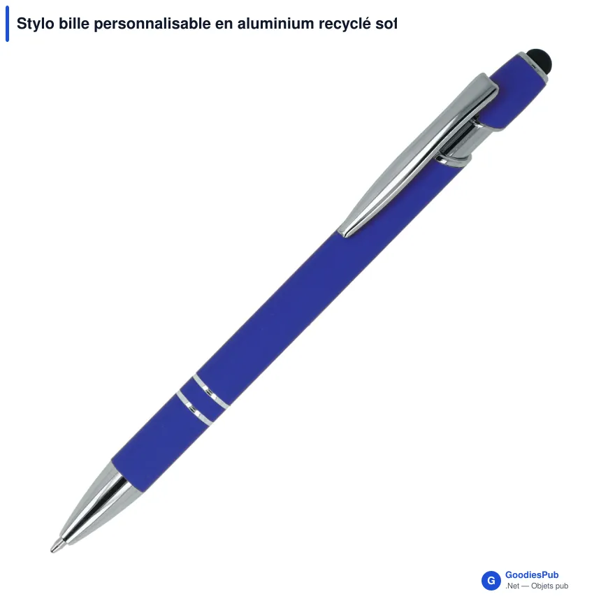 Stylo bille personnalisable en aluminium recyclé soft touch encre noire - Paris - Image 7
