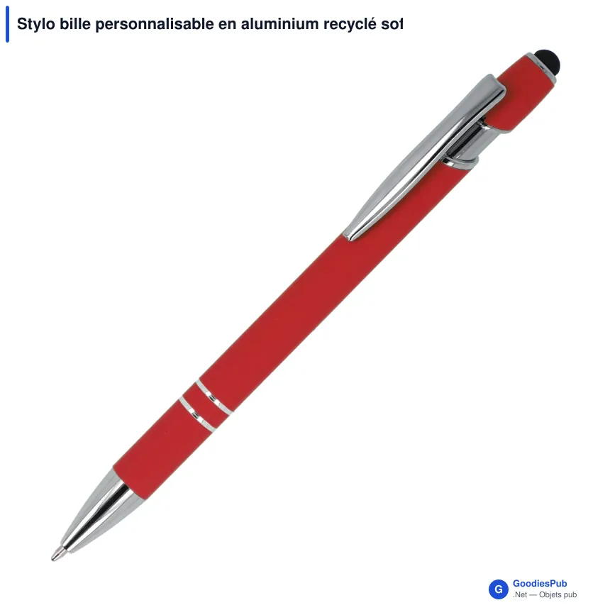 Stylo bille personnalisable en aluminium recyclé soft touch encre noire - Paris - Image 8