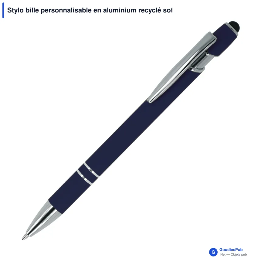 Stylo bille personnalisable en aluminium recyclé soft touch encre noire - Paris - Image 9