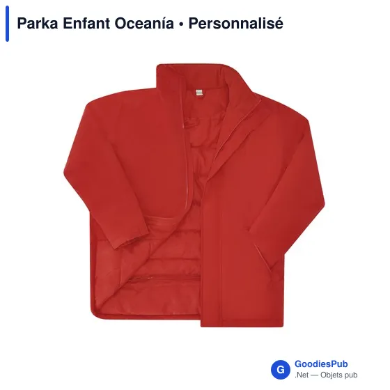 Parka enfant personnalisable en RPET avec logo - Oceanía - Image 9