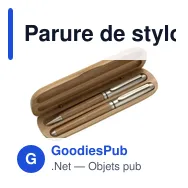 Parure de stylo bille et roller personnalisable en bambou Addieavec logo - Miniature 2