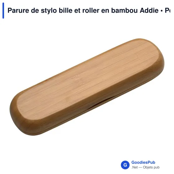 Parure de stylo bille et roller personnalisable en bambou Addieavec logo - Image 3