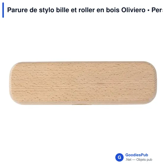 Parure de stylo bille et roller personnalisable en bois Olivieroavec logo - Image 1