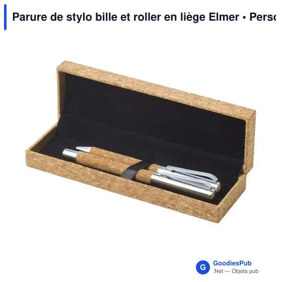 Parure de stylo bille et roller personnalisable avec logo - Elmer - Image 2