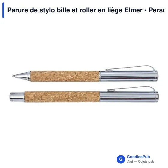 Parure de stylo bille et roller personnalisable avec logo - Elmer - Image 4