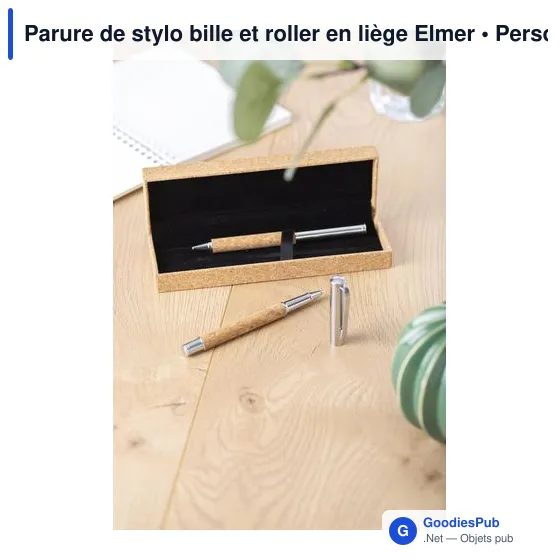 Parure de stylo bille et roller personnalisable avec logo - Elmer - Image 7