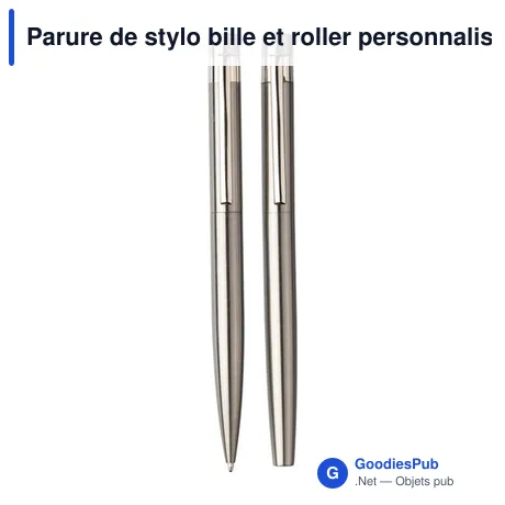 Parure de stylo bille et roller personnalisable avec logo - Fritz