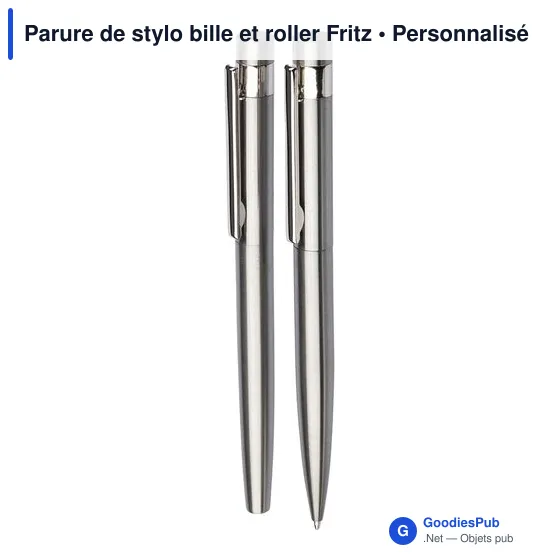 Parure de stylo bille et roller personnalisable avec logo - Fritz - Image 2