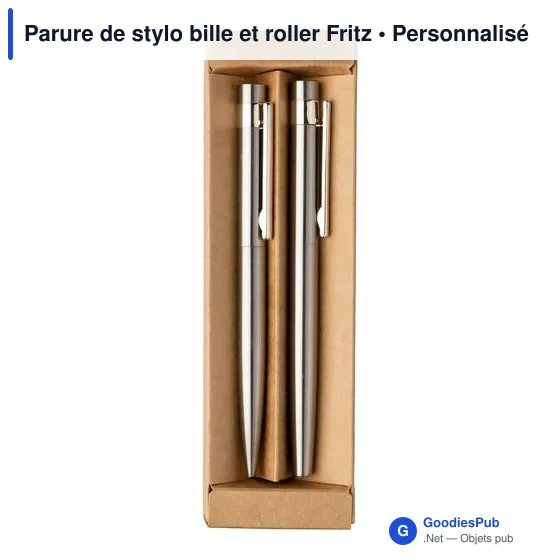Parure de stylo bille et roller personnalisable avec logo - Fritz - Image 5