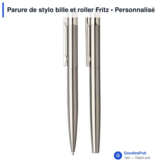 Parure de stylo bille et roller personnalisable avec logo - Fritz - Image 7