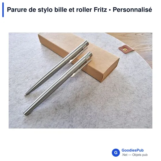 Parure de stylo bille et roller personnalisable avec logo - Fritz - Image 9