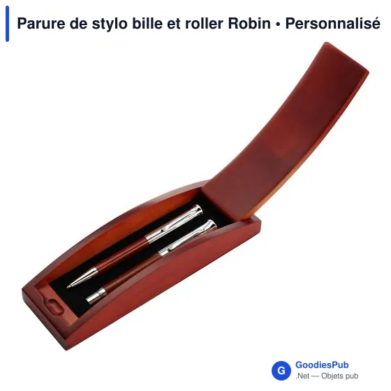 Parure de stylo bille et roller Robin - Image 3