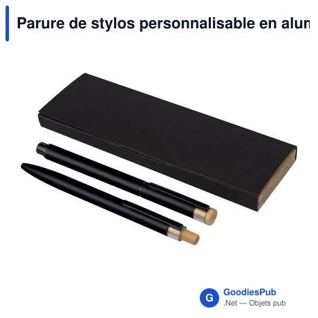 Parure de stylos personnalisable en aluminium recyclé Ilariaavec logo