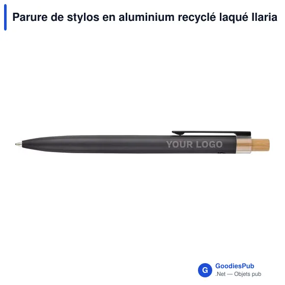 Parure de stylos en aluminium recyclé laqué Ilaria - Image 3