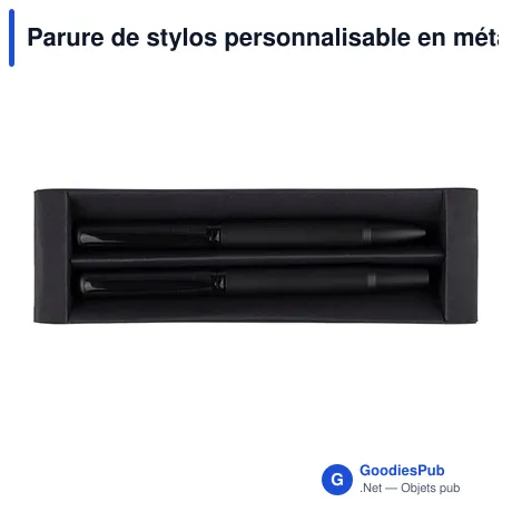 Parure de stylos personnalisable en métal et laiton avec logo