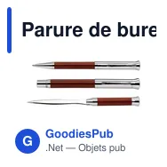 Parure de bureau personnalisable avec logo : stylo bille, plume et coupe-papier - Miniature 1