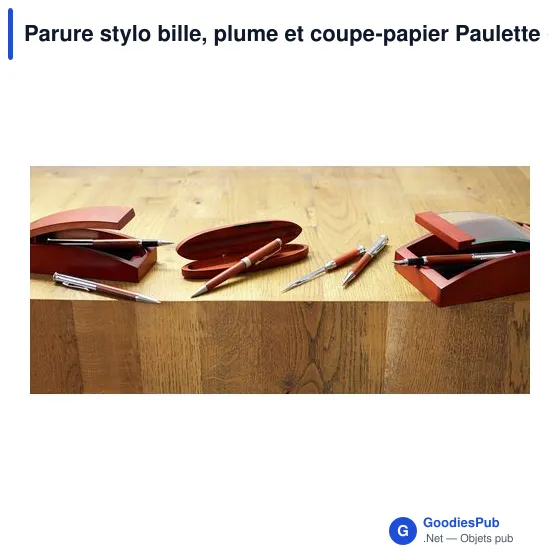Parure de bureau personnalisable avec logo : stylo bille, plume et coupe-papier - Image 4