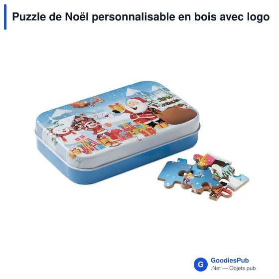 Puzzle de Noël personnalisable en bois avec logo - PAZURU - Image 1