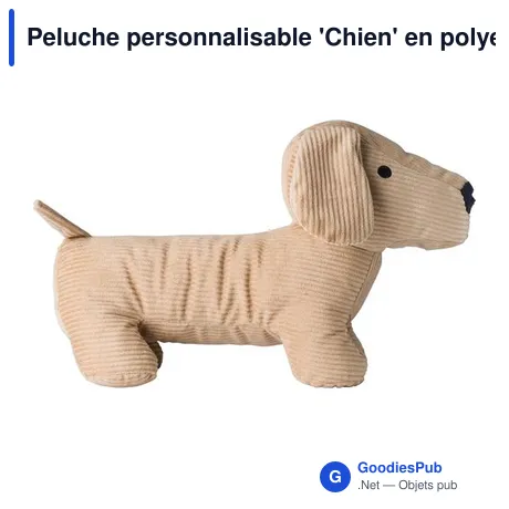 Peluche personnalisable 'Chien' en polyester avec logo