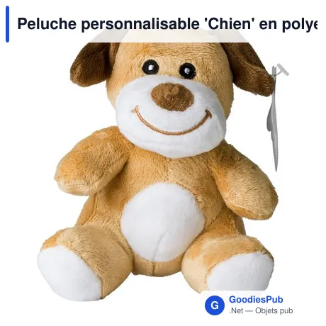 Peluche personnalisable 'Chien' en polyester avec logo