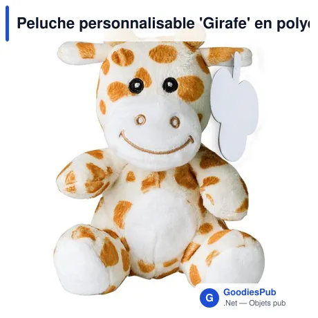 Peluche personnalisable 'Girafe' en polyester avec logo