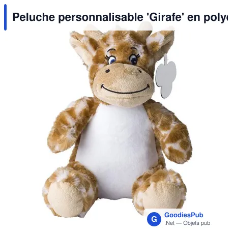 Peluche personnalisable 'Girafe' en polyester avec logo