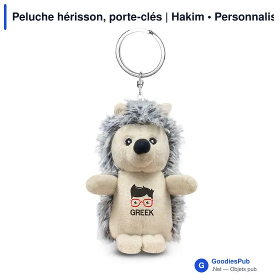 Peluche hérisson, porte-clés | Hakim - Image 1