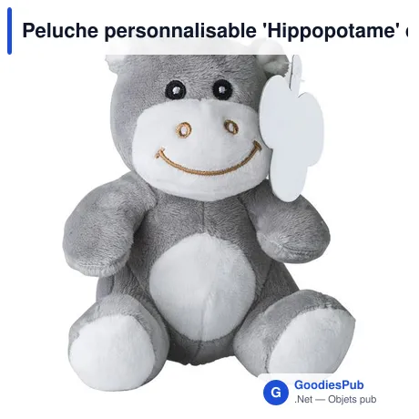 Peluche personnalisable 'Hippopotame' en polyester avec logo