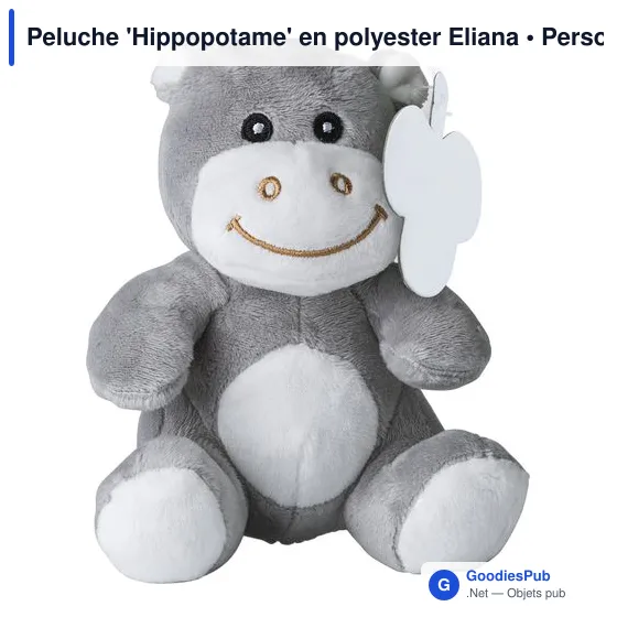 Peluche personnalisable 'Hippopotame' en polyester avec logo - Image 1