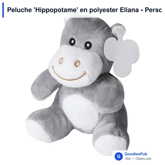 Peluche personnalisable 'Hippopotame' en polyester avec logo - Image 2