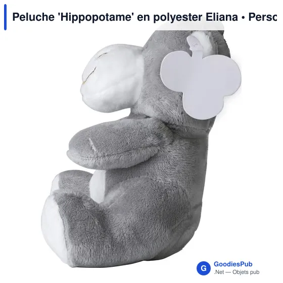 Peluche personnalisable 'Hippopotame' en polyester avec logo - Image 3