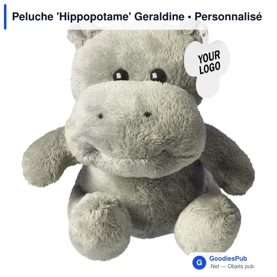 Peluche personnalisable 'Hippopotame' Geraldine avec logo - Image 2