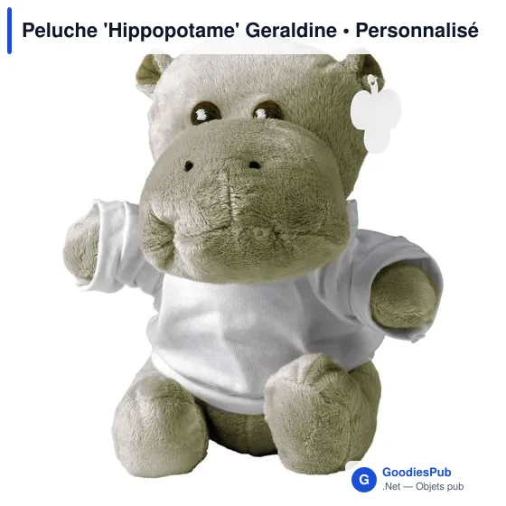 Peluche personnalisable 'Hippopotame' Geraldine avec logo - Image 3