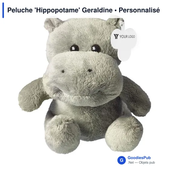 Peluche personnalisable 'Hippopotame' Geraldine avec logo - Image 4