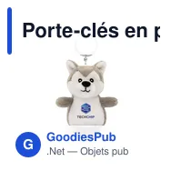 Porte-clés en peluche personnalisable Loup Wolfie avec logo - Miniature 1