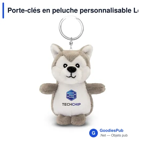 Porte-clés en peluche personnalisable Loup Wolfie avec logo