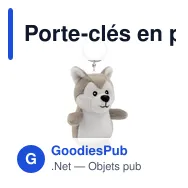 Porte-clés en peluche personnalisable Loup Wolfie avec logo - Miniature 2
