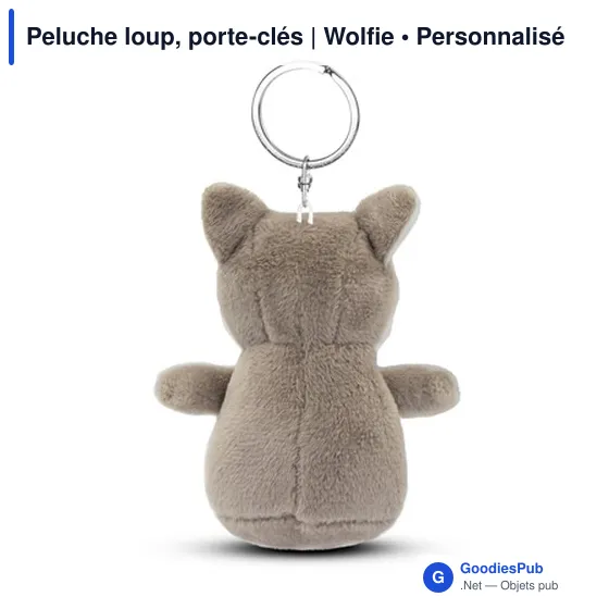 Porte-clés en peluche personnalisable Loup Wolfie avec logo - Image 4