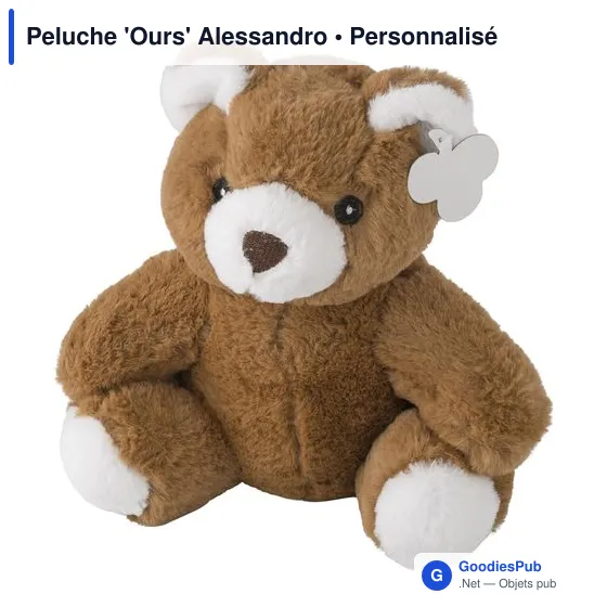 Peluche personnalisable 'Ours' Alessandro avec logo - Image 1