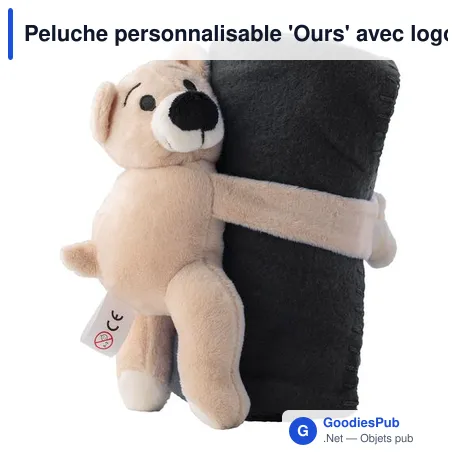 Peluche personnalisable 'Ours' avec logo et couverture polaire