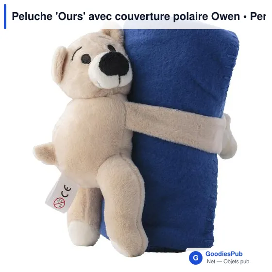 Peluche personnalisable 'Ours' avec logo et couverture polaire - Image 3