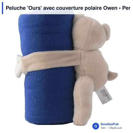 Peluche personnalisable 'Ours' avec logo et couverture polaire - Image 5