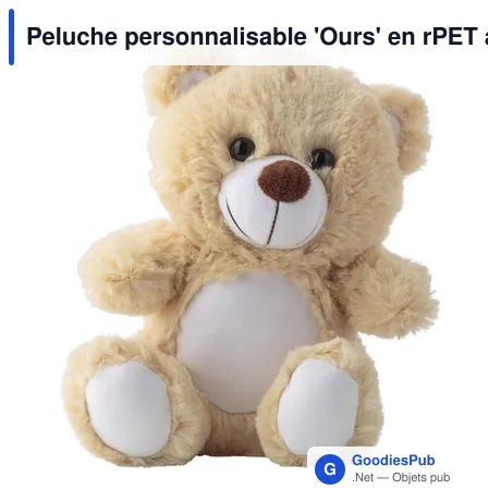 Peluche personnalisable 'Ours' en rPET avec logo