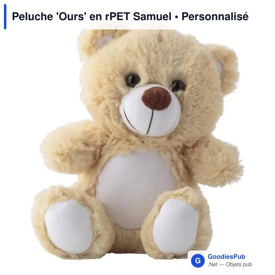 Peluche personnalisable 'Ours' en rPET avec logo - Image 1