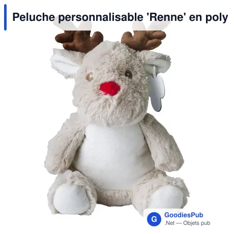 Peluche personnalisable 'Renne' en polyester - Logo possible