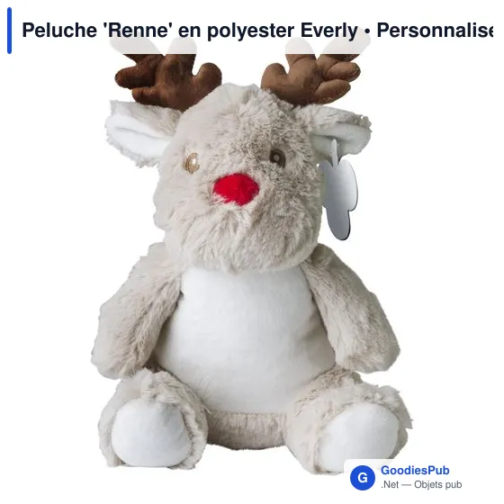 Peluche personnalisable 'Renne' en polyester - Logo possible - Image 1