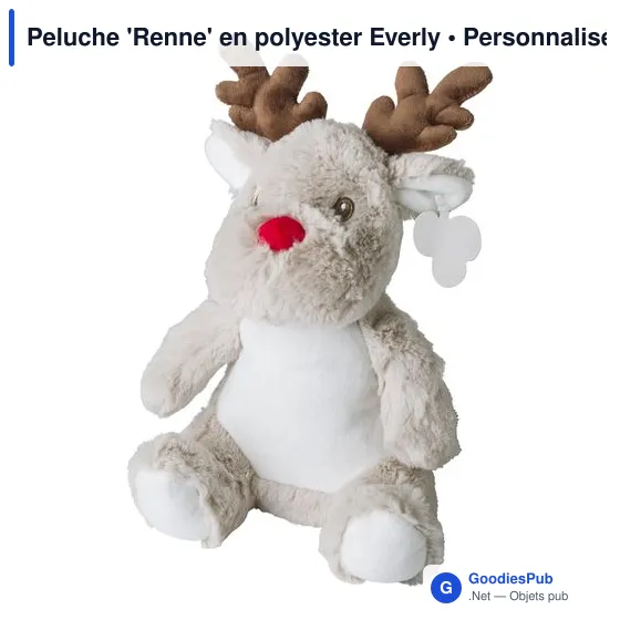 Peluche personnalisable 'Renne' en polyester - Logo possible - Image 2