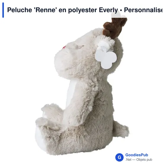 Peluche personnalisable 'Renne' en polyester - Logo possible - Image 3